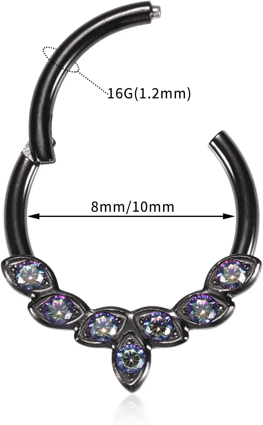 FUNLMO Septum Ring Daith Rook Helix Conch Tragus Piercing Jewelry 316L Surgical Steel Nose Ring Hoop Cartilage Earring 20G 18G 16G 14G