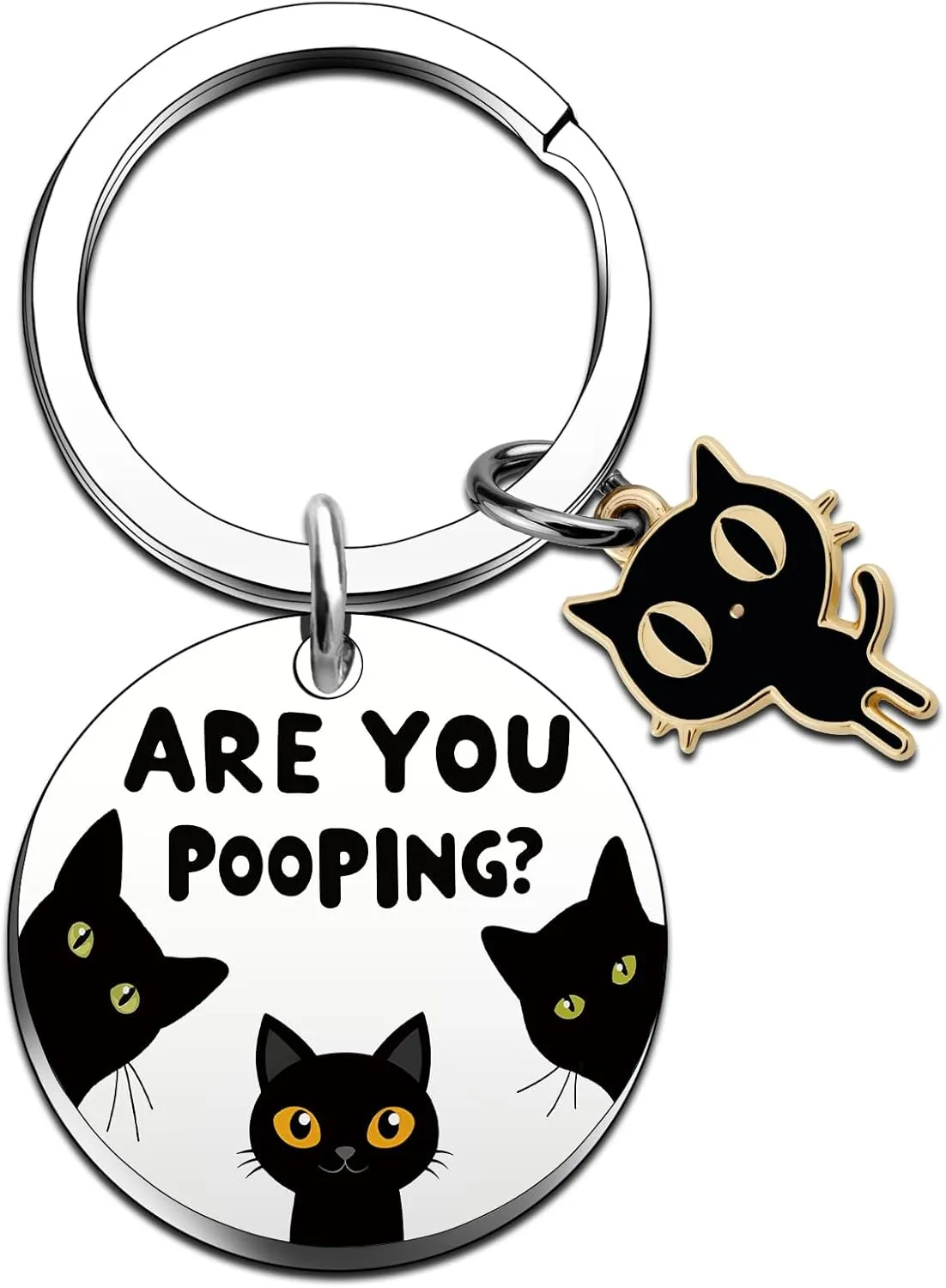 Funny Cat Lover Gifts for Women Men Unique Keychain for Cat Owners Best Gifts for Pet Mom Dad Pet Lovers Funny Keychain for Friend BFF Cats Dad Mom-Are You Pooping?