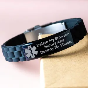 Fuuny Medical Alert Bracelet,Please delete My Browser History, Funny, Geeky Gadgets,LOL,Gifts on christmas,christmas gif funny