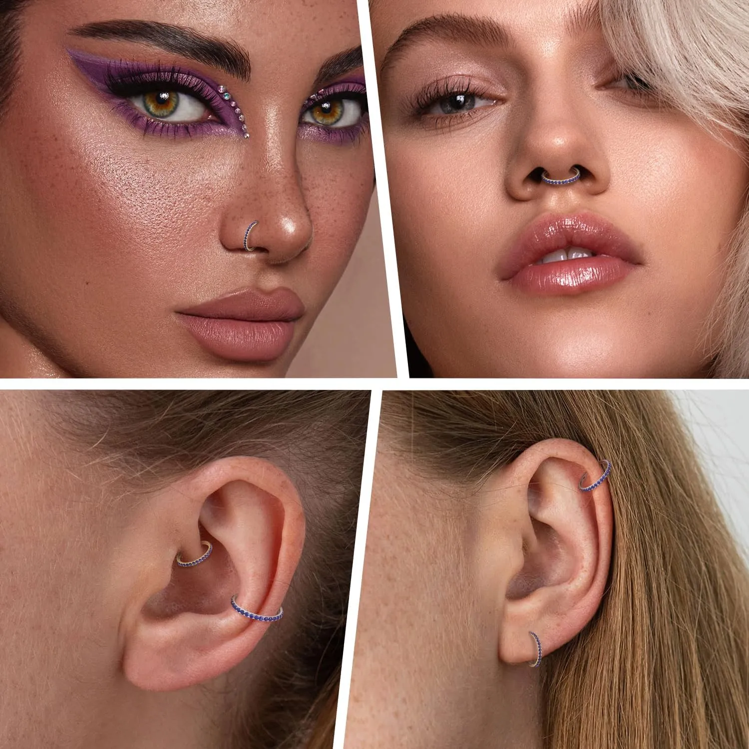 GAGABODY Conch Piercing Jewelry 20g 18g 16g 14g 12g Septum Jewelry Conch Hoop Daith Earrings Surgical Steel Clicker Hoop Piercing Rings Lip Rings with CZ Helix Rook Cartilage Piercing Jewelry