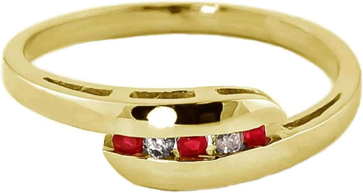 Galaxy Gold GG 14k Solid Yellow Gold Channel Set Ring 0.25 ct Ruby Diamond