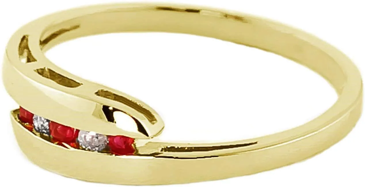 Galaxy Gold GG 14k Solid Yellow Gold Channel Set Ring 0.25 ct Ruby Diamond