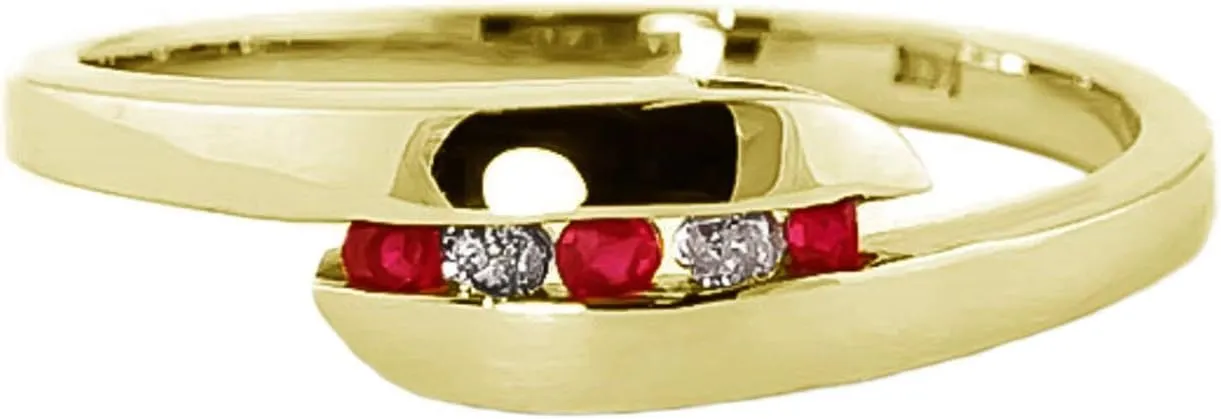 Galaxy Gold GG 14k Solid Yellow Gold Channel Set Ring 0.25 ct Ruby Diamond