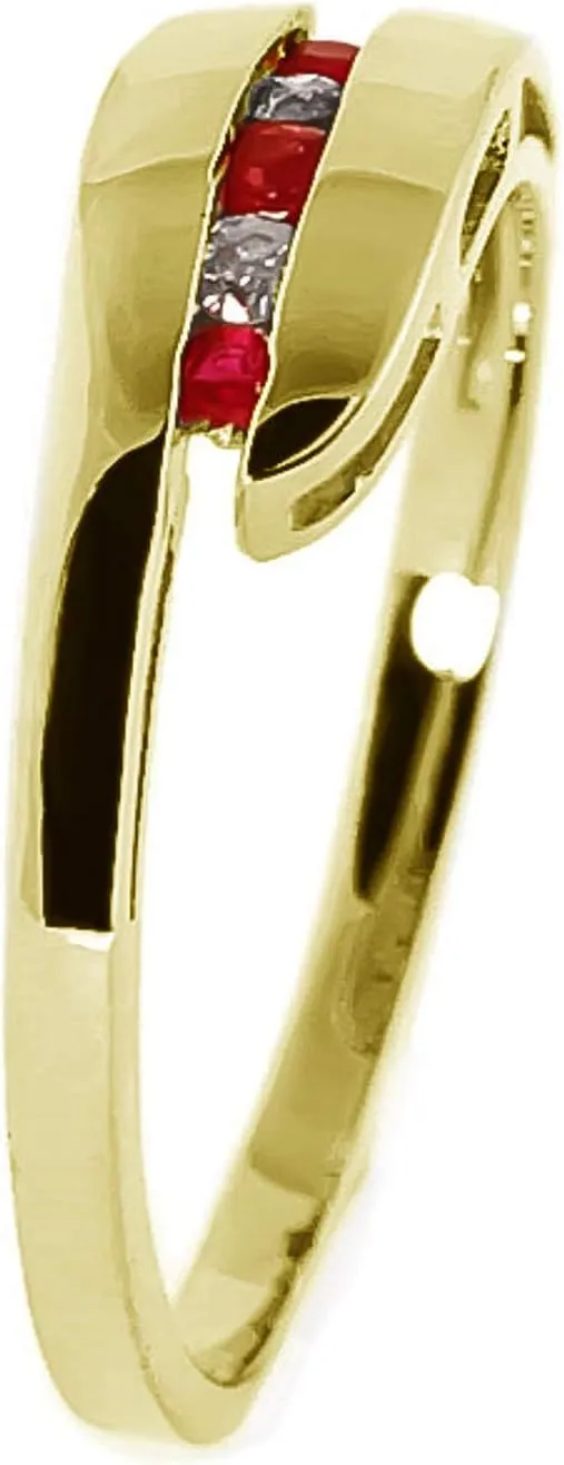 Galaxy Gold GG 14k Solid Yellow Gold Channel Set Ring 0.25 ct Ruby Diamond