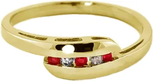 Galaxy Gold GG 14k Solid Yellow Gold Channel Set Ring 0.25 ct Ruby Diamond