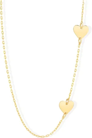 Gelin Double Heart Necklace in 14k Solid Gold