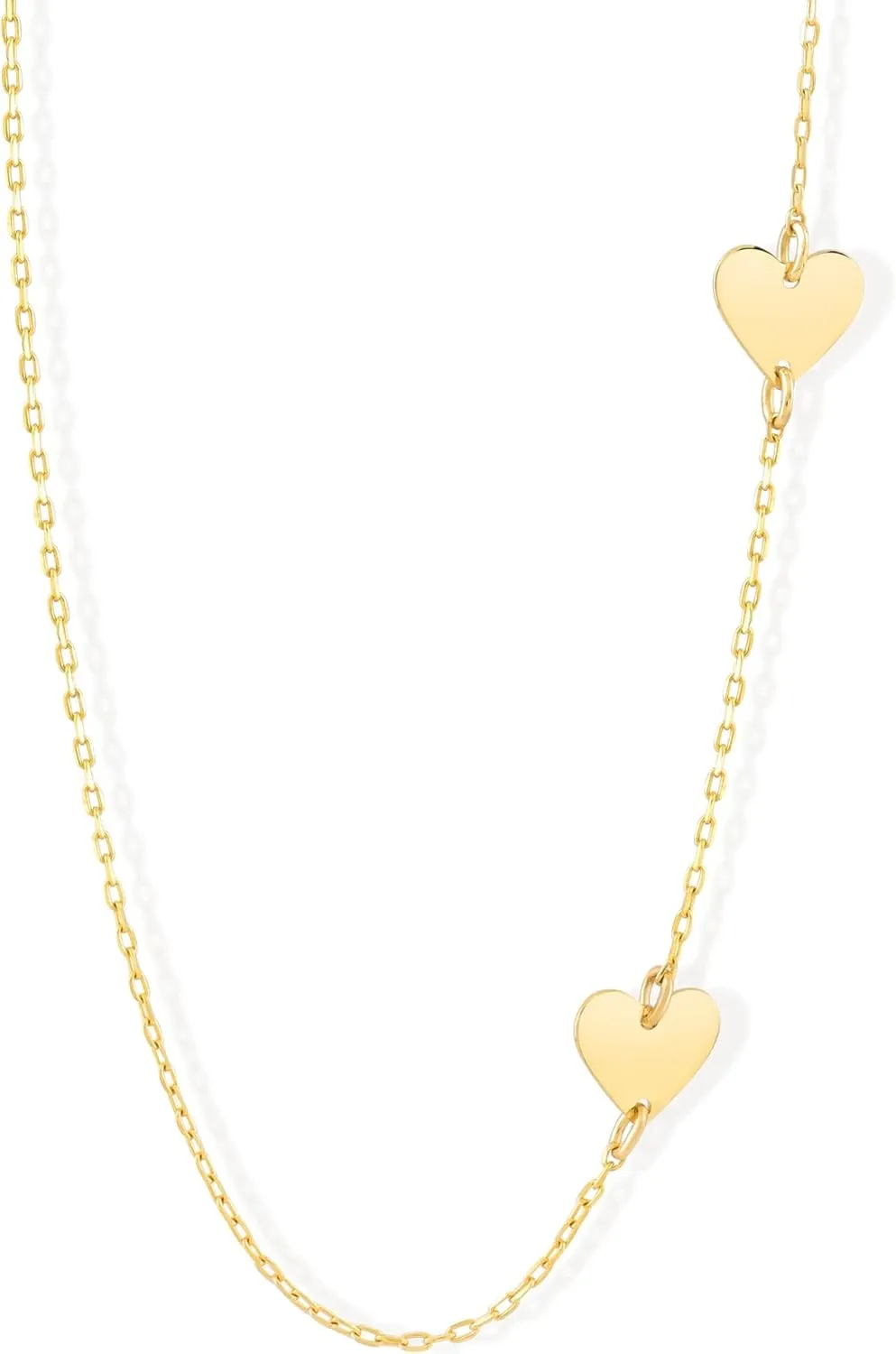 Gelin Double Heart Necklace in 14k Solid Gold