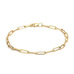 Gempires 14K Gold Plated Paperclip Chain Bracelet for Women and s, Dainty Gold Chain Bracelet, Non Tarinish Hypoallergenic Everyday Wear Lightweight Bracelet Gift, 8 inch Length