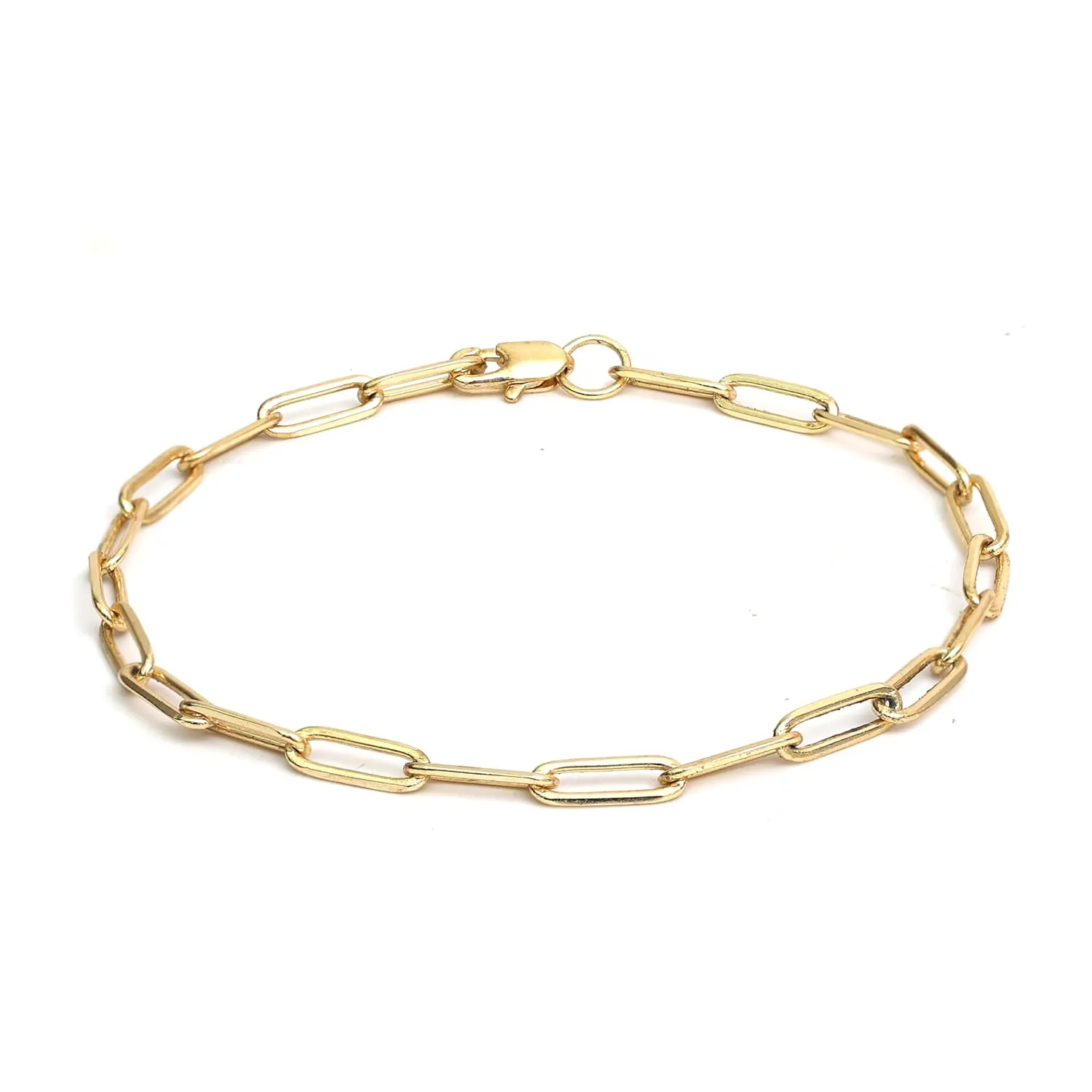 Gempires 14K Gold Plated Paperclip Chain Bracelet for Women and s, Dainty Gold Chain Bracelet, Non Tarinish Hypoallergenic Everyday Wear Lightweight Bracelet Gift, 8 inch Length