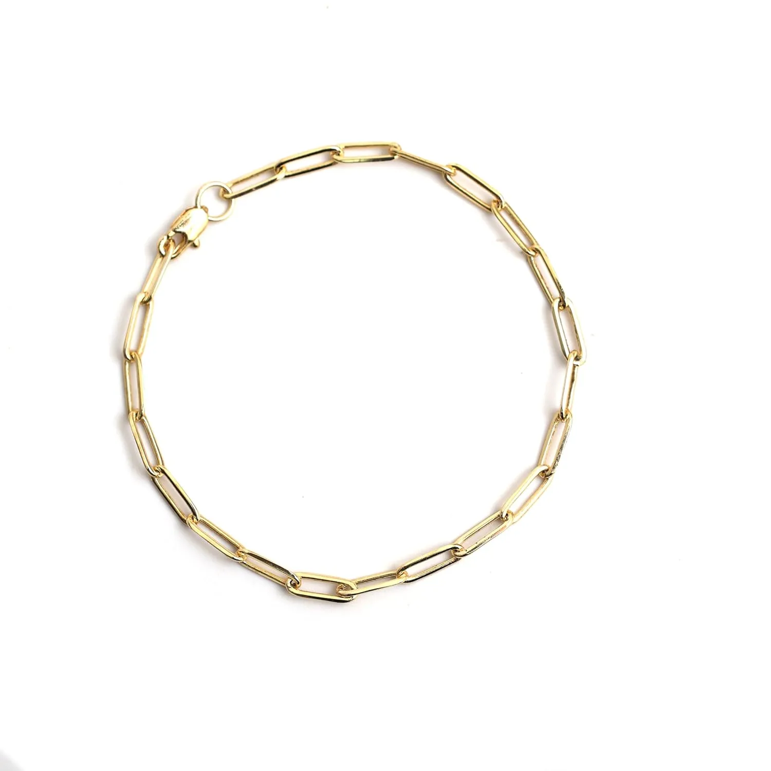 Gempires 14K Gold Plated Paperclip Chain Bracelet for Women and s, Dainty Gold Chain Bracelet, Non Tarinish Hypoallergenic Everyday Wear Lightweight Bracelet Gift, 8 inch Length
