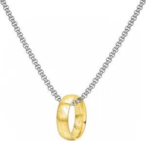 Genuine Engraved Stainless Steel Gold and Silver One Ring Chain Ring Pendant Necklace for Women Men,Ring size 10,24inch Chain