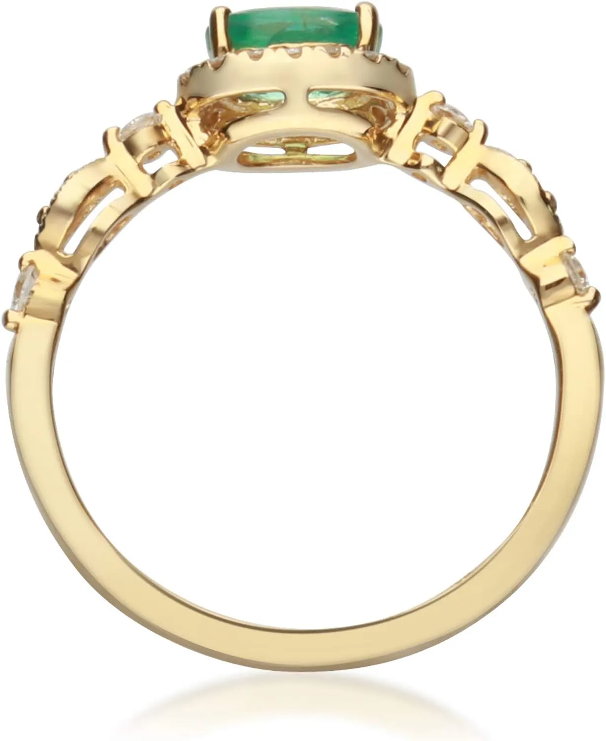 Gin & Grace 14K Yellow Gold Natural Zambian Emerald Ring with Natural Diamonds for women | Ethically, authentically & organically sourced Oval-Cut Emerald hand-crafted jewelry for her | Emerald Ring for women