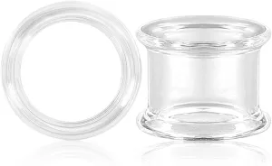 Glass Ear Gauges Plugs and Tunnels- Crystal Clear, Hypoallergenic, Double Flared Saddle Gauges Earrings, Size 6mm-20mm Ear Stretcher Expander Body Jewelry