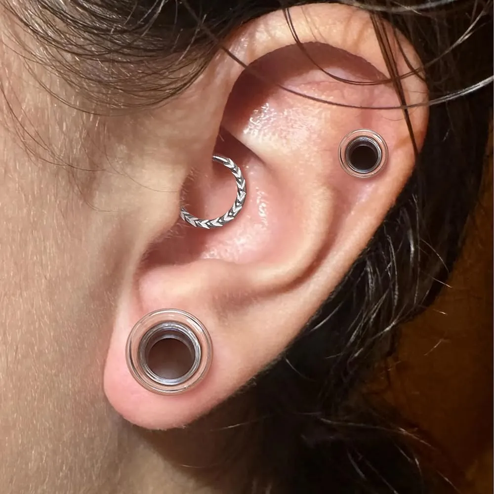 Glass Ear Gauges Plugs and Tunnels- Crystal Clear, Hypoallergenic, Double Flared Saddle Gauges Earrings, Size 6mm-20mm Ear Stretcher Expander Body Jewelry