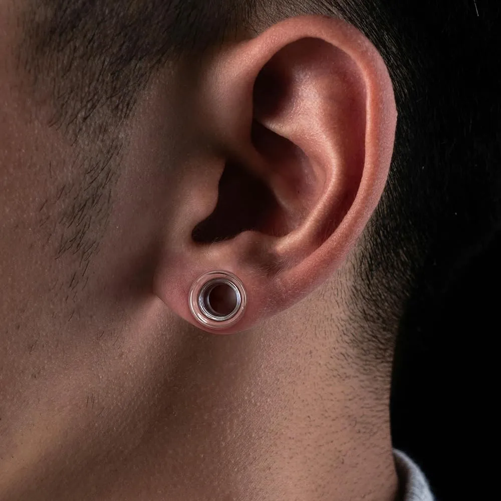 Glass Ear Gauges Plugs and Tunnels- Crystal Clear, Hypoallergenic, Double Flared Saddle Gauges Earrings, Size 6mm-20mm Ear Stretcher Expander Body Jewelry