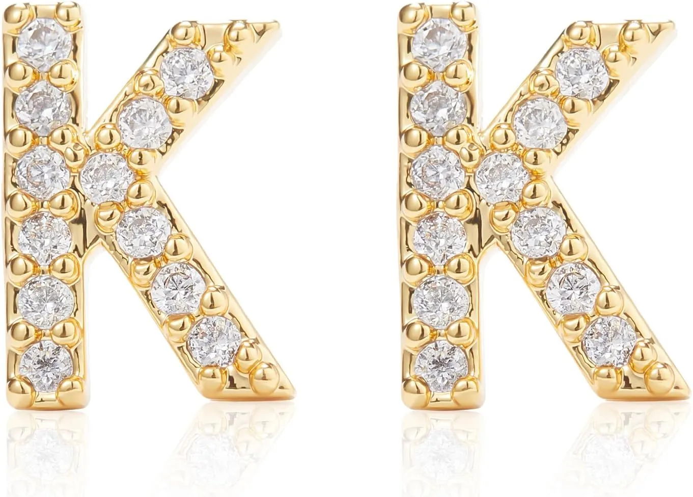 Gold Earrings for Women 14K Gold Cubic Zirconia Initial Letter Stud Earrings Trendy Simple Tiny Small Minimalist Dainty Cute Hypoallergenic Initial Earrings Jewelry Gifts for Women