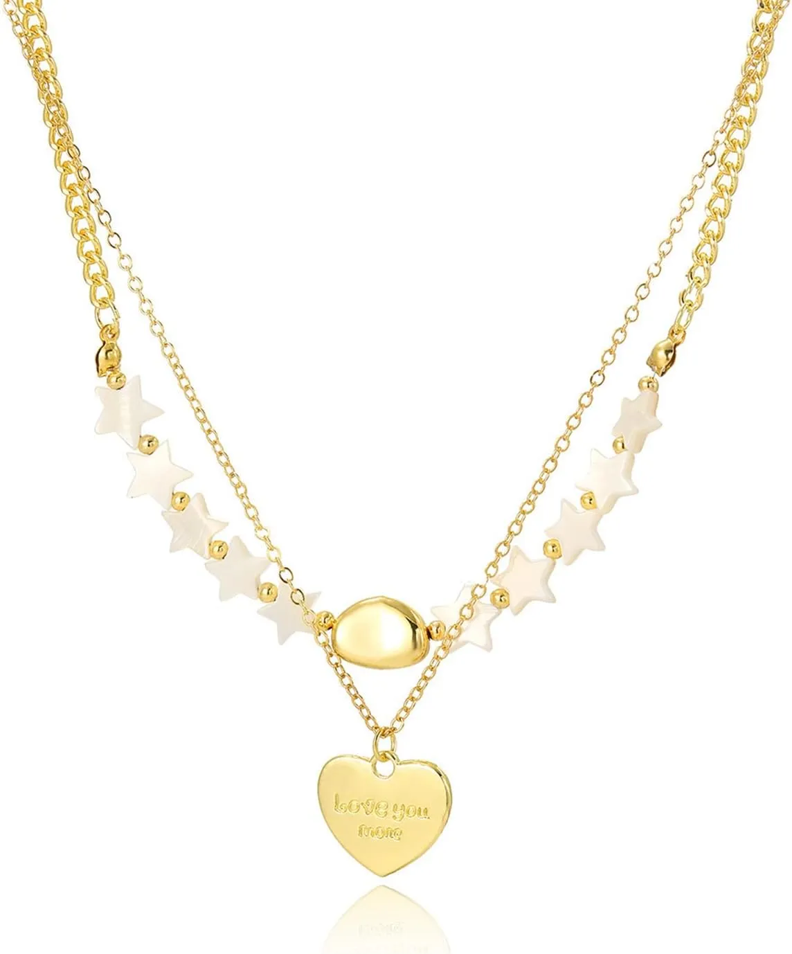 Gold Heart Necklace for Women Small Heart Pendant Layered Necklace Rhinestone Heart Choker Necklace Love Jewelry Birthday Gift for Women