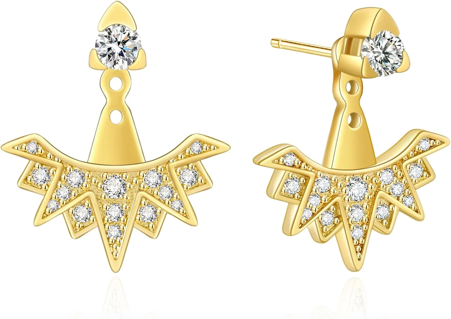 Gold Hoop Earrings for Women | 18K Gold Plated Sterling Silver Post 2-WAY Detachable Design Stud Huggie Earrings