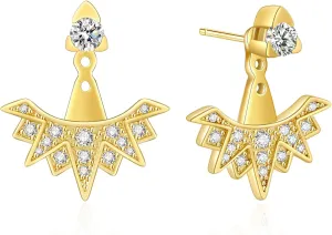 Gold Hoop Earrings for Women | 18K Gold Plated Sterling Silver Post 2-WAY Detachable Design Stud Huggie Earrings