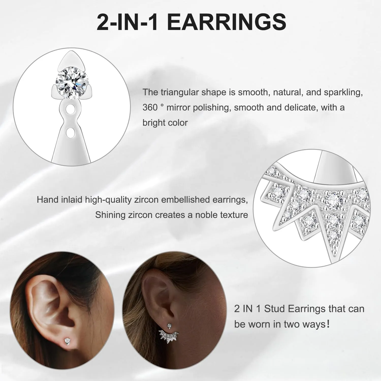 Gold Hoop Earrings for Women | 18K Gold Plated Sterling Silver Post 2-WAY Detachable Design Stud Huggie Earrings