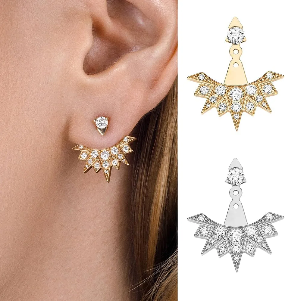 Gold Hoop Earrings for Women | 18K Gold Plated Sterling Silver Post 2-WAY Detachable Design Stud Huggie Earrings