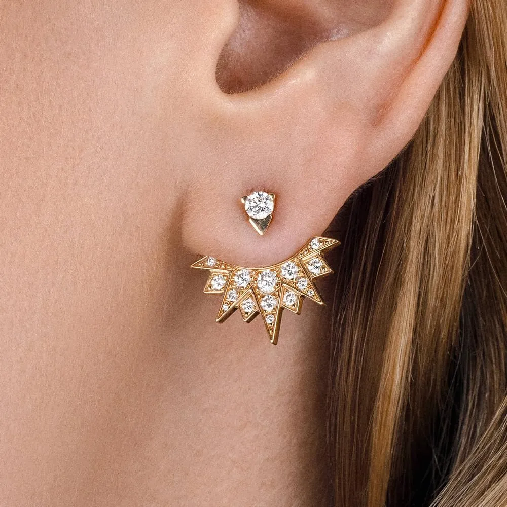 Gold Hoop Earrings for Women | 18K Gold Plated Sterling Silver Post 2-WAY Detachable Design Stud Huggie Earrings