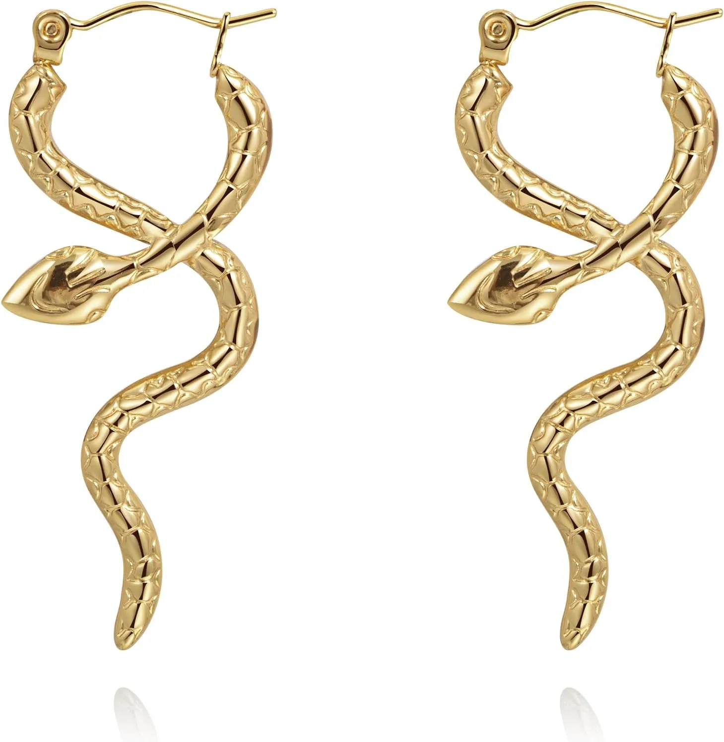Gold Hoop Earrings for Women Trendy, Small Snake Earrings with 18k Gold Plated, Stainless Steel Hypoallergenic Earrings, Jewelry Gifts for Women