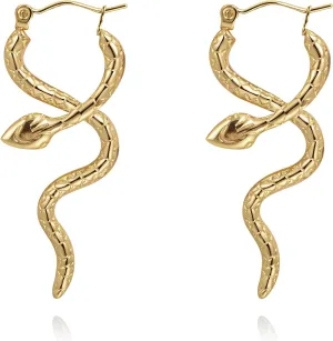 Gold Hoop Earrings for Women Trendy, Small Snake Earrings with 18k Gold Plated, Stainless Steel Hypoallergenic Earrings, Jewelry Gifts for Women