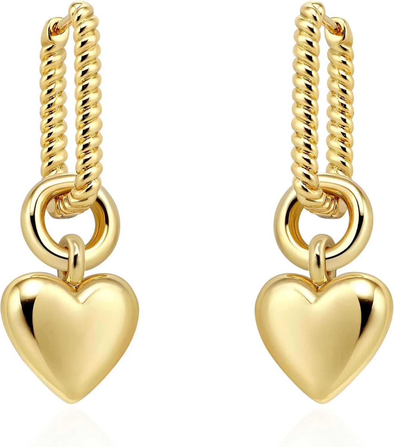 Gold Huggie Hoop Earrings for Women, 14K Gold Plated Heart Earrings Dangle Drop Small Boho Heart Hoop Earrings Handmade Hypoallergenic Jewelry Gift
