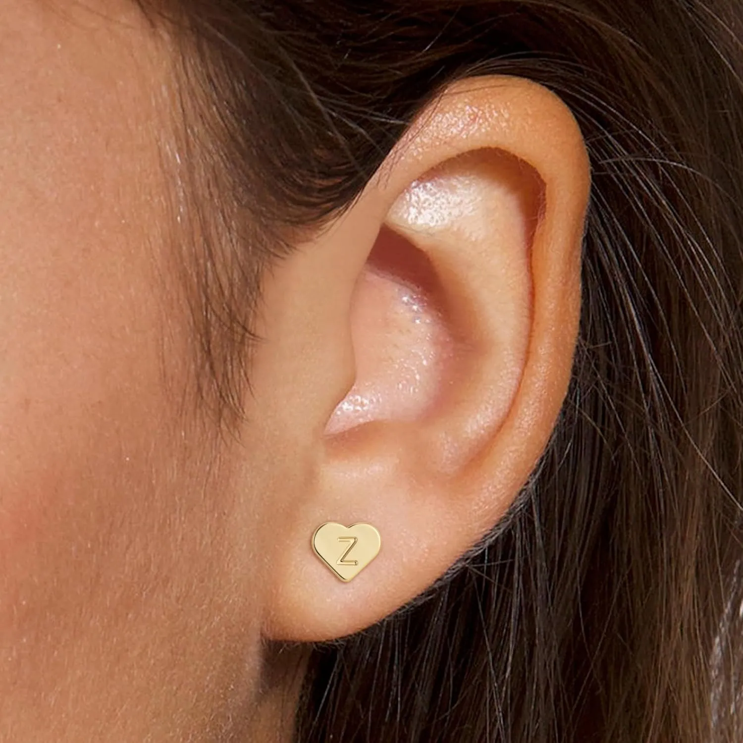 Gold Initial Studs Earrings for Women - 14K Gold Plated Earrings for Women Cute Trendy Jewelry Heart Hypoallergenic Earrings