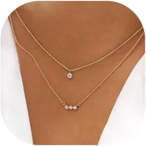 Gold Layered Necklace for Women 14K Gold Plated Dainty Necklace