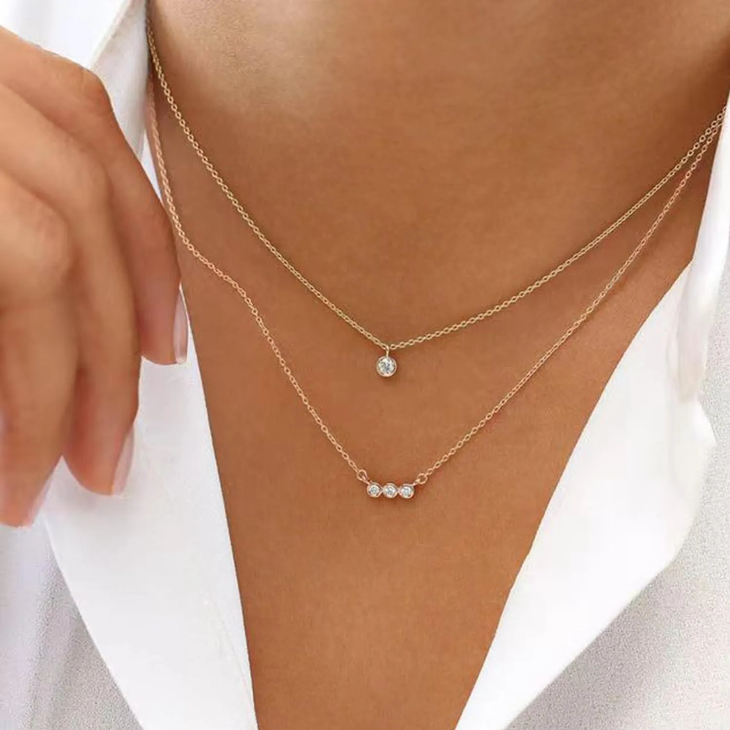 Gold Layered Necklace for Women 14K Gold Plated Dainty Necklace