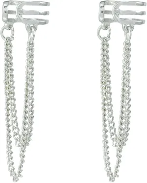 Gold Stud Earrings Set with Hypoallergenic Cubic Zirconia Adorable Trendy Mini Cartilage Chain Delicate Tassel Design Piercing Jewelry Gift for Women