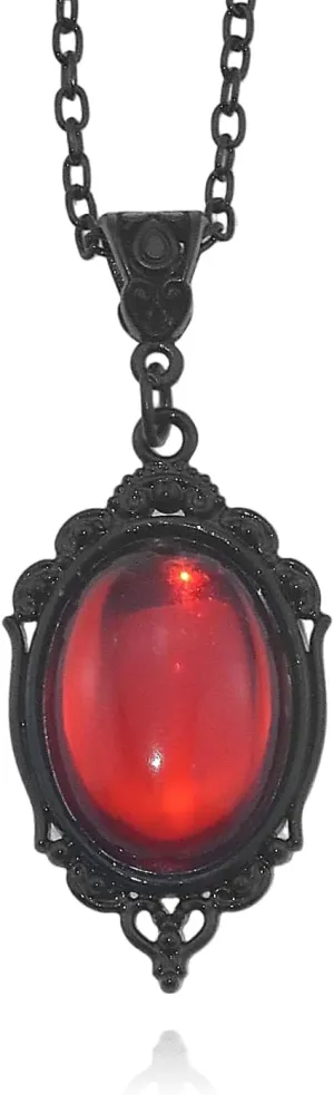 Gothic Cameo Necklace for Women Blood Red Purple Black Stardust Crystal Pendant Necklace Goth Vintage Teardrop Emboss Necklace Halloween Jewelry Costumes Accessories