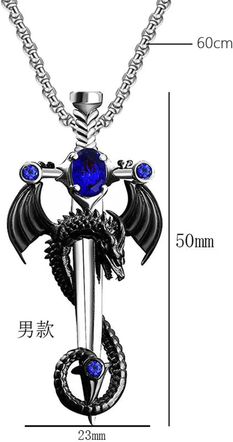 Gothic Dragon Necklace for Men Gothic Cross Necklace Vintage Punk Cross Dragon Wing Necklace Halloween Gothic Dark Style Jewelry Gifts Accessories