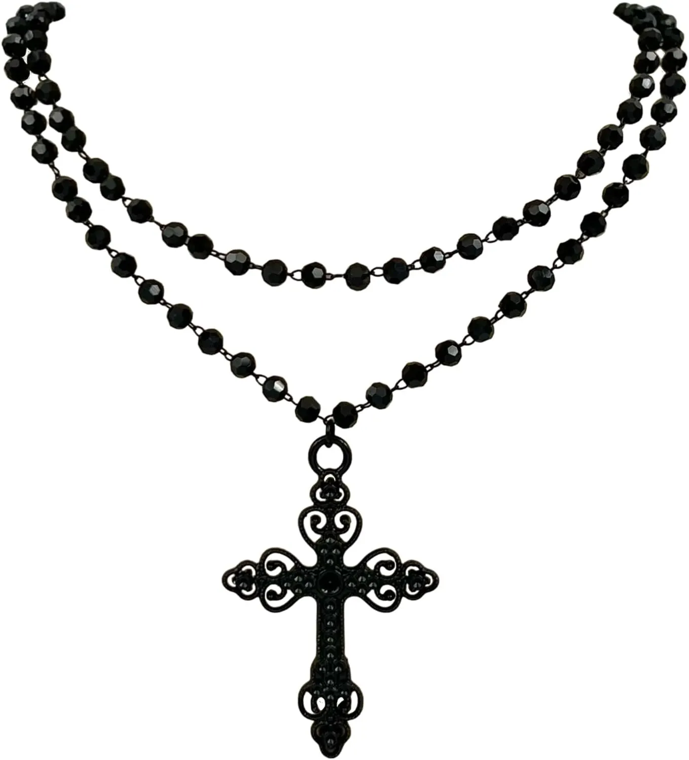 Gothic Layered Choker Necklace - Moon, Spider, Crow Skull Designs - Black Goth Halloween Jewelry for Women