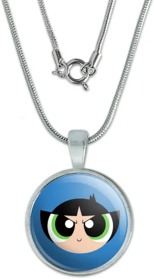 GRAPHICS & MORE Powerpuff Girls Buttercup Head 0.75" Pendant with Sterling Silver Plated Chain