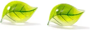 Green Leaf Earrings Stud for Women S925 Sterling Silver Post Pin Sleeper Ear Tiny Cute Tragus Earrings Hypoallergenic Minimalist Simple Summer Leaf Jewelry Gift