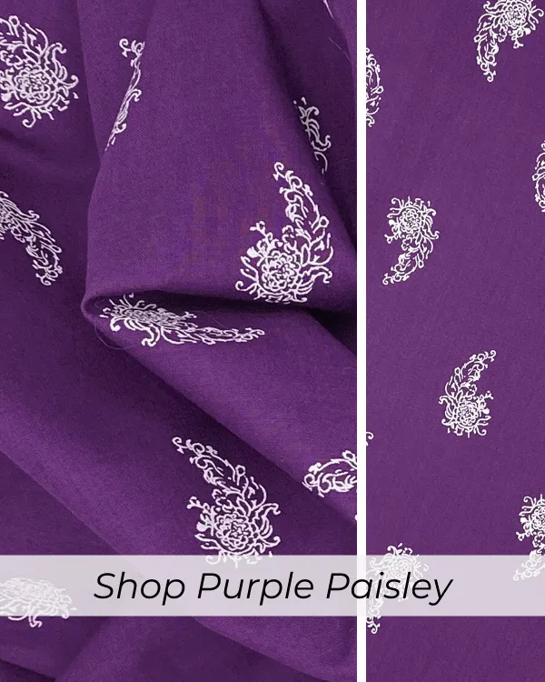 Grey Floral Paisley Fabric | Cotton Batiste