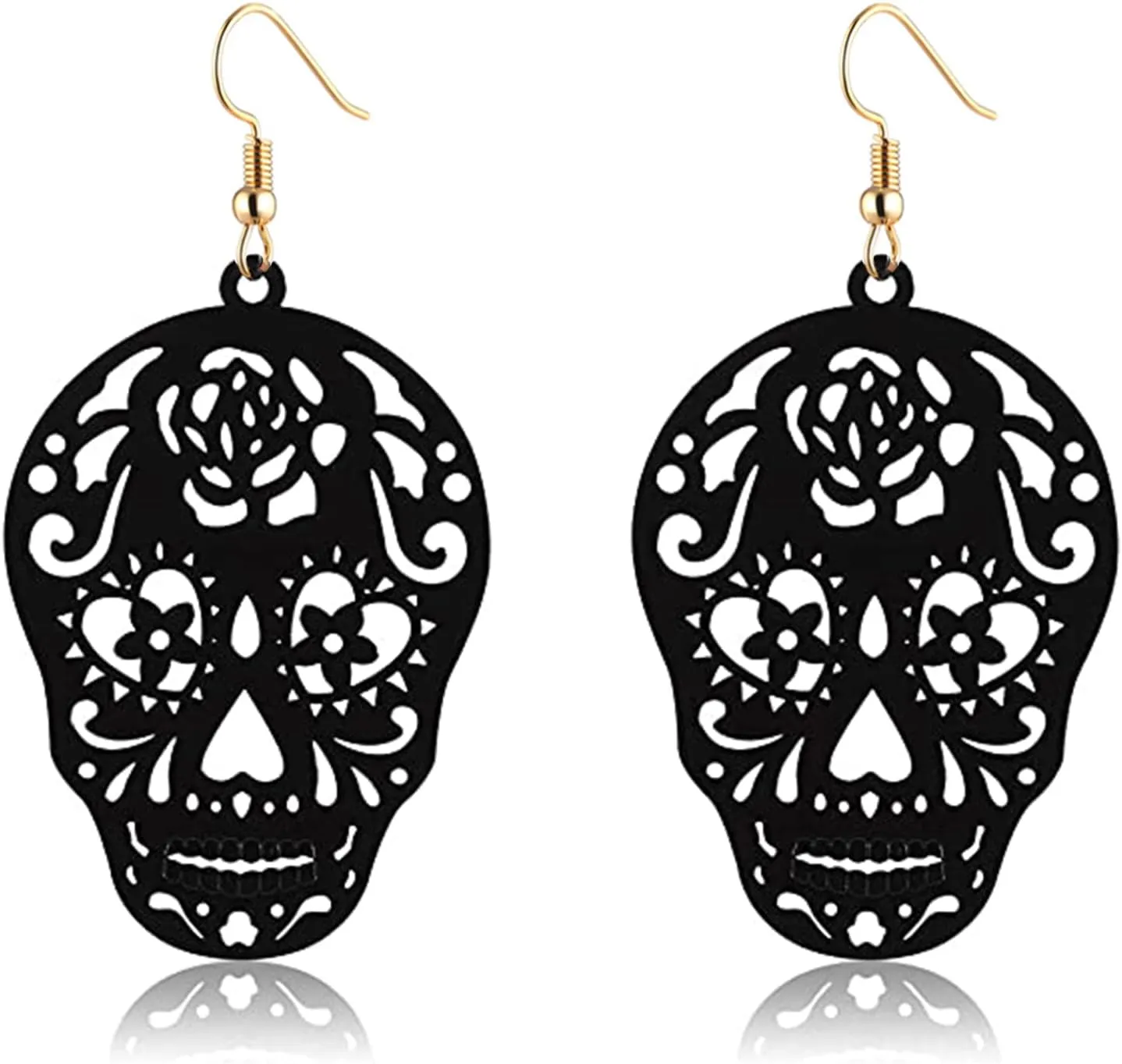 Halloween Earrings Punk Hallow Skull Face Drop Dangle Earrings for Women Girls Gothic Hook Earrings for Cosplay Costume Partiy