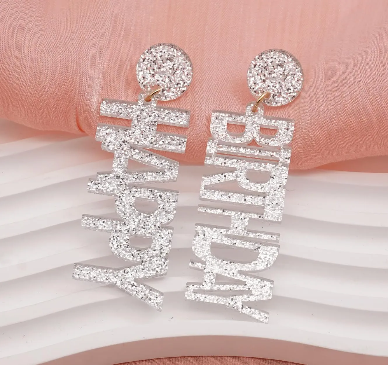 Happy Birthday Earrings Glitter Drop Dangle Earrings for Women