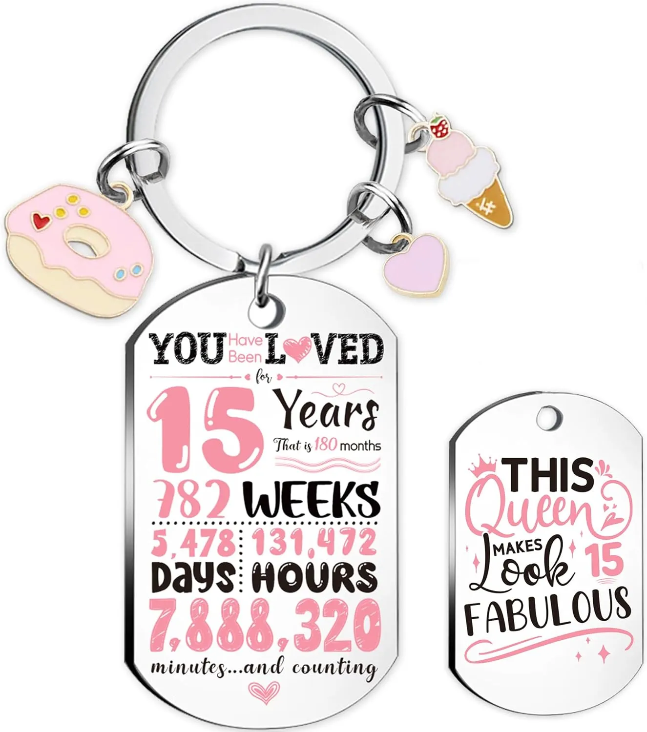 Happy Birthday Keychain Gifts for Girls - Double Sides Engraved Inspirational Presents, Ideas gifts for Teen Girls 15-18