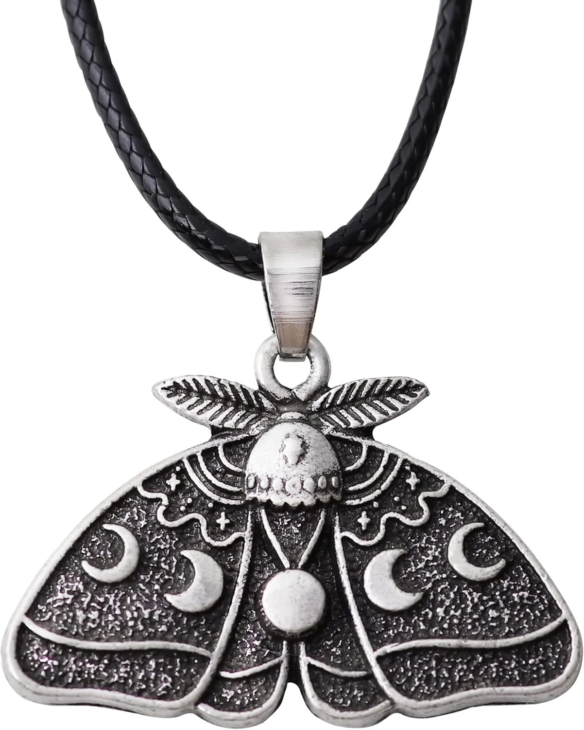 HAQUIL Moth Necklace, Moon Phase Moth Pendant, Wiccan Jewelry Gift for Women