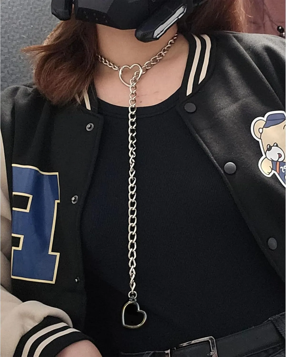 Harry and Henry Slip Chain Necklace Choker Collar for Women Heart Design Adjustable Punk Gothic Chain Lariat Y-Necklace Jewelry Gift