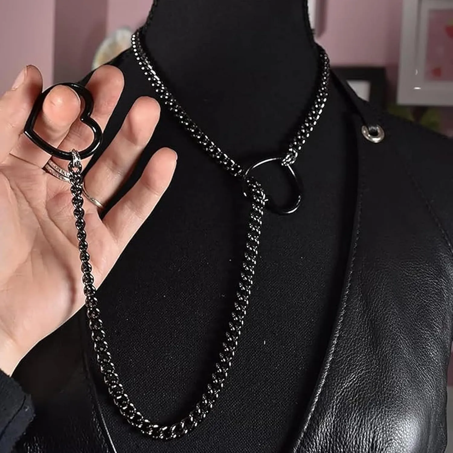 Harry and Henry Slip Chain Necklace Choker Collar for Women Heart Design Adjustable Punk Gothic Chain Lariat Y-Necklace Jewelry Gift