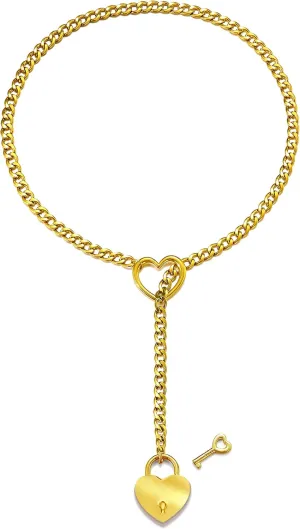 Harry and Henry Slip Chain Necklace Choker Collar for Women Heart Design Adjustable Punk Gothic Chain Lariat Y-Necklace Jewelry Gift