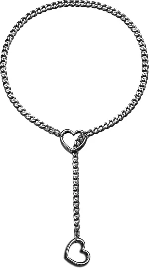 Harry and Henry Slip Chain Necklace Choker Collar for Women Heart Design Adjustable Punk Gothic Chain Lariat Y-Necklace Jewelry Gift