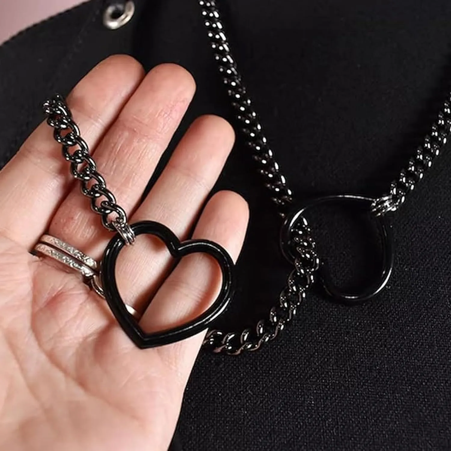 Harry and Henry Slip Chain Necklace Choker Collar for Women Heart Design Adjustable Punk Gothic Chain Lariat Y-Necklace Jewelry Gift