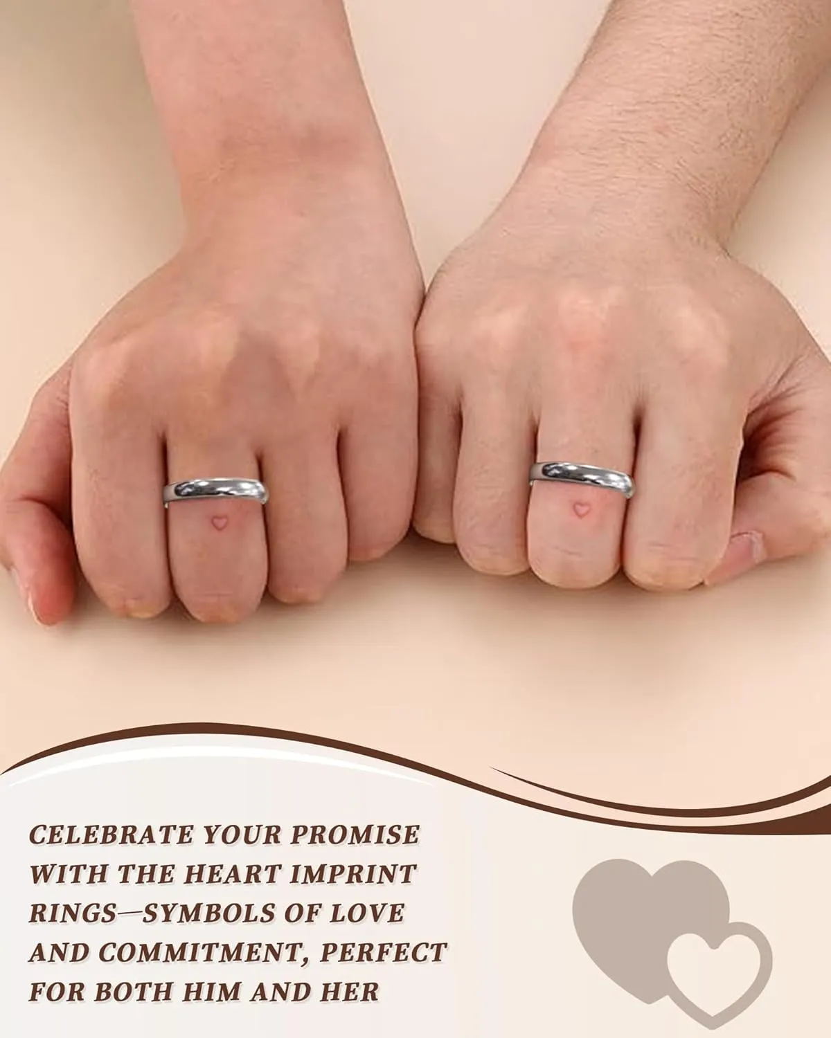 Heart Imprint Promise Ring for Women - 925 Sterling Silver Secret Love Ring with Hidden Heart - Ideal Gift for Couples & Loved Ones - Silent Expression of Affection