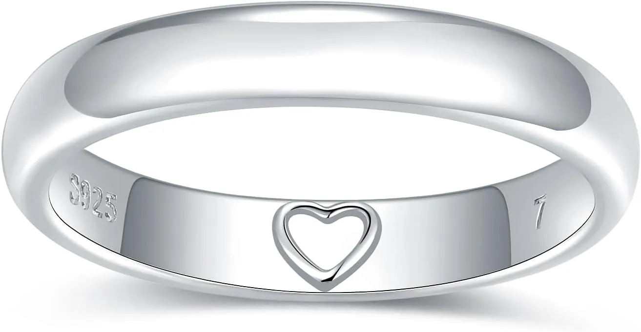Heart Imprint Promise Ring for Women - 925 Sterling Silver Secret Love Ring with Hidden Heart - Ideal Gift for Couples & Loved Ones - Silent Expression of Affection